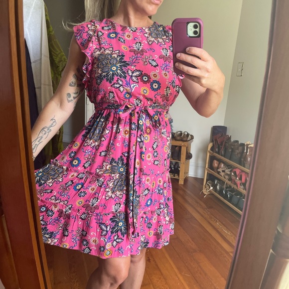 LOFT EXTRA SMALL PETITE BRIGHT PINK SUMMER DRESS SHORT NEVER WORN - Picture 3 of 16